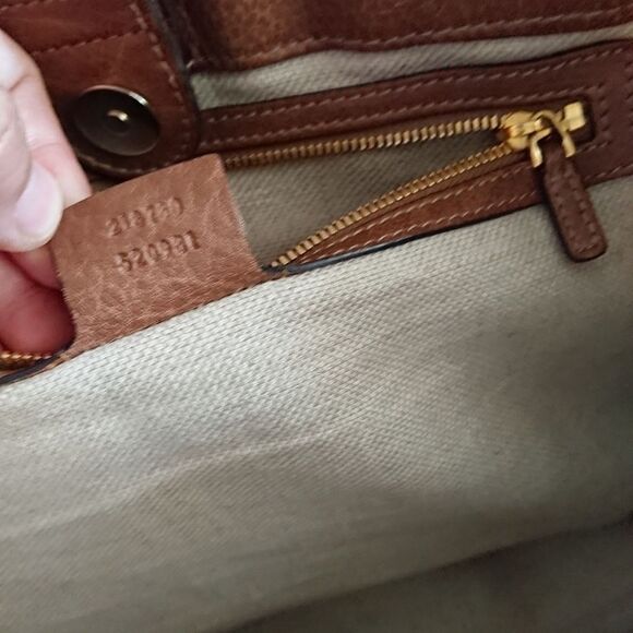 Gucci brown Pebbled Leather Bamboo Tassel tote bag - Picture 9 of 16